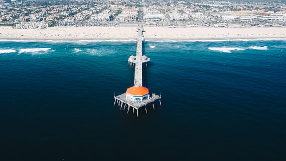 beach, coast, ocean, pier, sea, seashore, water, nautical Vessel, no people, nature, day, buoy, security, beauty in nature, protection, scenics - nature, safety, outdoors, transportation, rope, waterfront, high angle view, tranquility, blue, floating on water, 2K, CC0, public domain, royalty free