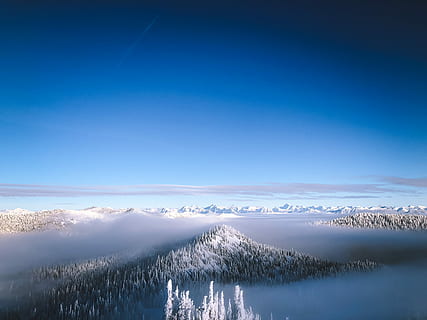 glaciers during daytime, aerial, photography, mountain, covered, snow, blue, sky, daytime, inversion, sunshine, winter, fun, play, scenics - nature, cold temperature, water, tree, tranquil scene, tranquility, beauty in nature, plant, nature, copy space, environment, lake, no people, day, outdoors, snowcapped mountain, 4K, CC0, public domain, royalty free