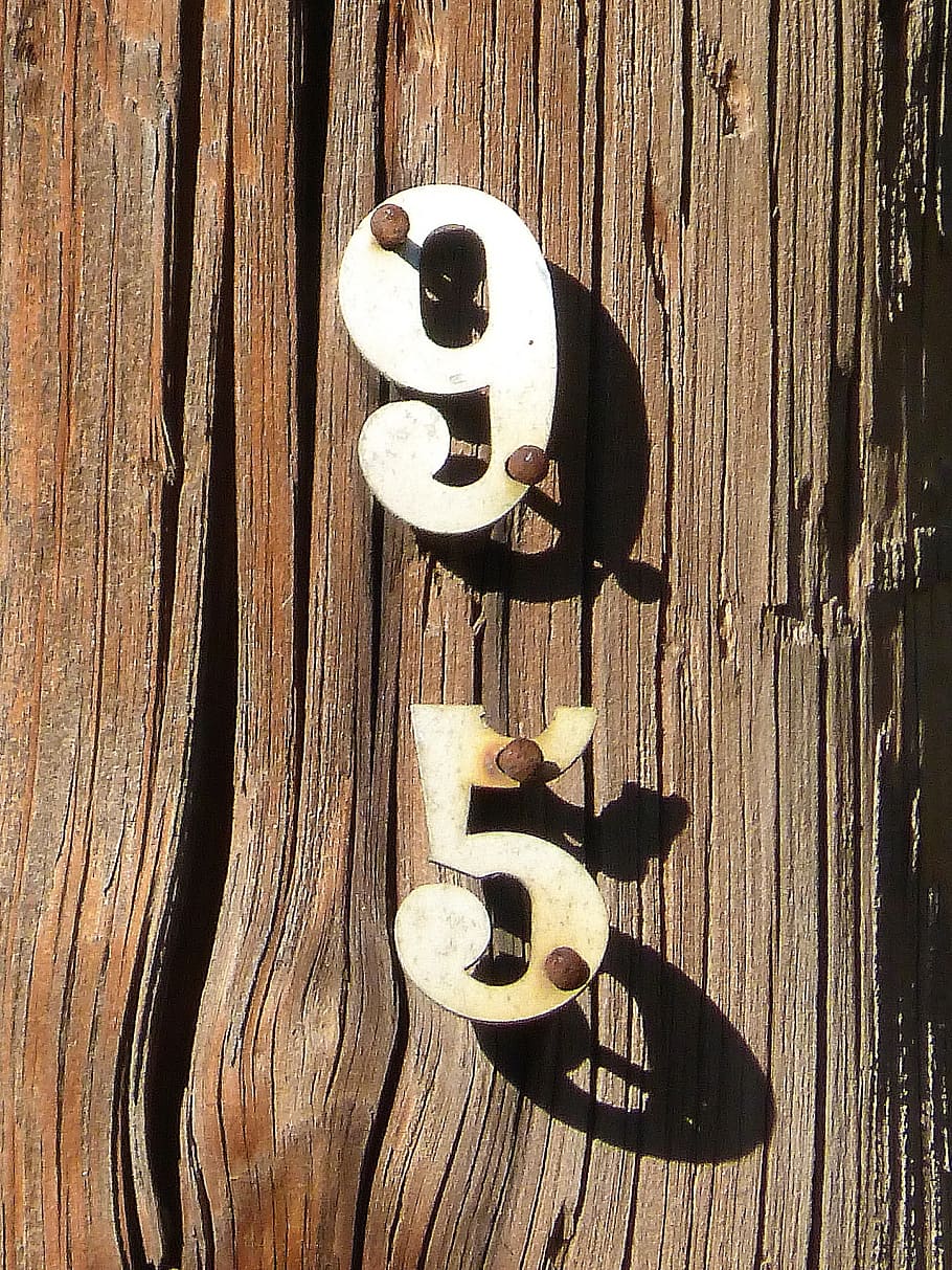 nombre, 95, clavat, indicatiu, senyal, material de fusta, cap gent, art i artesania, dia, directament a sobre, representació, natura morta, primer pla, taula, fusta, a l'interior, ombra, entrada, animal, porta, creativitat, llum solar, Color blanc, representació animal, funció de construcció de parets, 2K