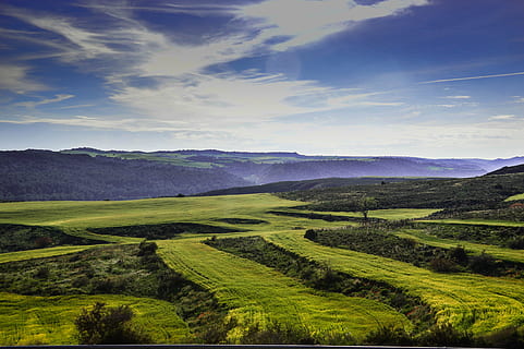 i campi, lleida, piantagioni, paesaggio, bellezza nella natura, Paesaggi, scena tranquilla, natura, campo, cielo, scenics - natura, ambiente, la tranquillità, nuvola - cielo, terra, colore verde, erba, nessuno, montagna, giorno, pianta, agricoltura, scena non urbana, idilliaco, all'aperto, paesaggio ondulato, 5K, CC0, dominio pubblico, privo di copyright