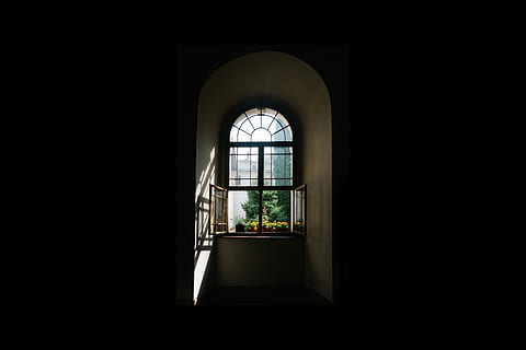 glass vinduspanel, uten navn, vindu, lys, skygge, mørk, bue, silhouette, åpen, vindusrute, gangen, interiør, anlegg, tre, hage, innsiden, innendørs, arkitektur, bygget struktur, kopiere plass, dag, ingen folk, bygning, natur, gjennomsiktig, geometrisk form, glass - materiale, sollys, hjemlige rom, form, svart bakgrunn, 5K, CC0, offentlig domene, opphavsrett gratis