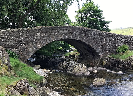 Bridge, River, Stream, Lake District, bridge, river, england, tourism, landscape, water, stream - flowing water, bridge - man made structure, no people, tree, plant, nature, rock, solid, rock - object, arch, tranquility, architecture, day, connection, built structure, growth, beauty in nature, arch bridge, outdoors, flowing water, flowing, stone wall, 1080P, CC0, public domain, royalty free