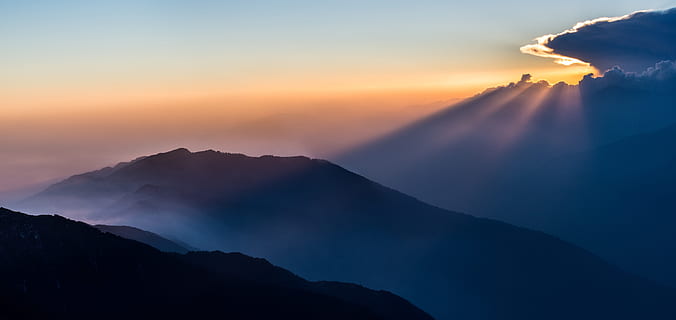 antenn, visa fotografi, berg, klar, blå, himmel, dagtid, fotografi, molnig, gyllene, timme, solnedgång, Himalaya, moln, silhuett, soluppgång, natur, bergstopp, scenics, soluppgång - gryning, landskap, utomhus, snö, gryning, skönhet i naturen, moln - himmel, bergskedja, morgon-, dimma, skymning, solljus, Sol, clouds, scenics - natur, miljö, landa, resa, inget folk, 8K, CC0, offentligt domän, royaltyfria