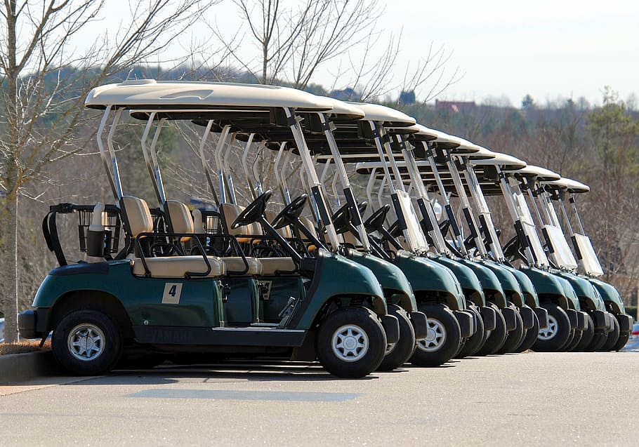 carros de golf aparcats, carros de golf, golf, aparcat, curs de golf, transport, curs, verd, joc, club, oci, jugar, recreació, golfista, fairway, pasatemps, forat, a l'aire lliure, conduir, caddie, tee, bandera, gent, exercici, bossa, parc, estiu, putt, esport, vehicle terrestre, manera de transport, camió, transport de mercaderies, dia, naturalesa, carretera, estacionari, arbre, en fila, semi-camió, vehicle comercial terrestre, cap gent, negocis, roda, automòbil, indústria, transport per carretera, terra, pneumàtic, 2K