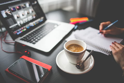 macbook, pro, table, space, gray, iphone 6, beside, white, ceramic, teacup, drink, coffee, work, create, build, office, workspace, design, achieve, succeed, wellness, wellbeing, creative, craft, plan, prepare, corporate, coffee - drink, mug, coffee cup, cup, food and drink, technology, pen, refreshment, wireless technology, computer, communication, connection, high angle view, laptop, indoors, adult, business, note pad, crockery, 5K, CC0, public domain, royalty free