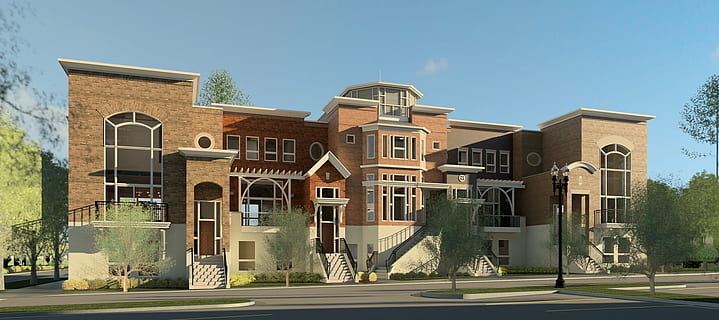 rendering, revit, drawings, 3d, architecture, building exterior, building, built structure, residential district, house, window, suburb, facade, city, home ownership, brick, home, mansion, sky, wealth, modern, no people, nature, luxury, outdoors, housing development, upper class, garage, 1080P, CC0, public domain, royalty free