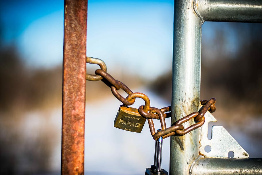lanţ, blocare, Securitate, lacăt, gard, în aer liber, Poartă, metal, dragoste, protecţie, Siguranță, ruginit, a închide, închis, nici o persoana, vechi, speranță - concept, să se concentreze asupra primelor elemente, emoţie, aliaj, emoție pozitivă, conexiune, oţel, fier - metal, 4K