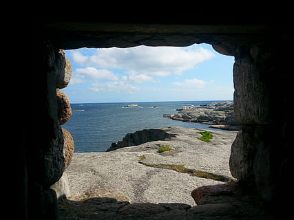 Cave, Window, View, Landscape, Travel, rock, ancient, architecture, stone, tourism, nature, ocean, beach, hole, scenery, outdoor, scenic, inside, lake, water, norway, coast, looking out, tunnel, frame, border, sea, scenics, horizon over water, sky, cloud - sky, beauty in nature, scenics - nature, tranquil scene, tranquility, rock - object, horizon, land, solid, day, no people, rock formation, outdoors, 2K, CC0, public domain, royalty free