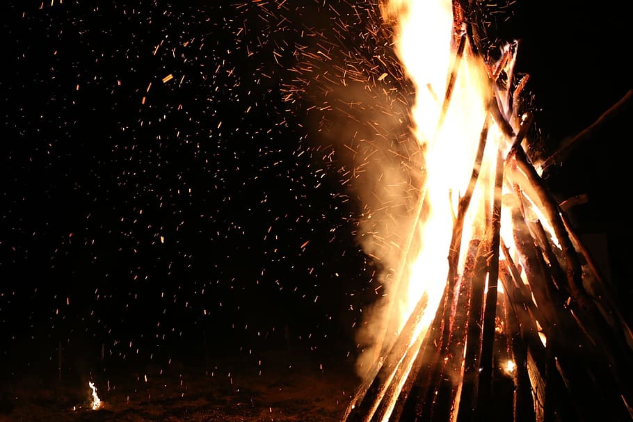 legna da ardere bruciata, fuoco, aprire il fuoco, caldo, fiamma, scintillare, accogliente, calore, autunno, all'aperto, buio, riscaldamento, notte, movimento, ardente, calore - temperatura, fuoco - fenomeno naturale, illuminato, raggiante, nessuno, natura, colore arancione, movimento sfocato, falò, lunga esposizione, legno - materiale, legna, cultura artistica e intrattenimento, legna da ardere, fuoco di bivacco, fuoco d'artificio, Fuochi artificiali, scintille, 1080P