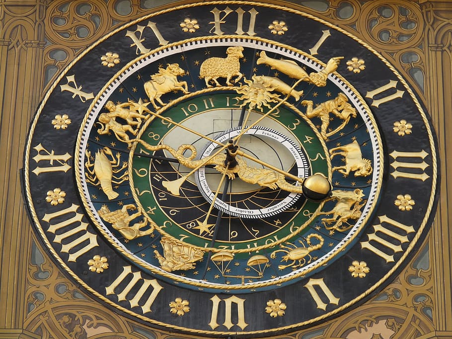 Foto, sort, Brun, grøn, blå, ur, stjernetegn, astronomiske ur, tid, tid af, dato, dag, måned, år, stjernetegn ring, isaak habrecht, månens faser, Ulm, Rådhus, horology, urmager, urskive, pointer, tid indikerer, sæsoner, solopgang, solnedgang, solformørkelse, klokke tårn, plads, uret ansigt, romertal, astrologi tegn, astronomi, fortiden, astrologi, arkitektur, historie, ingen mennesker, roman, nummer, udsmykkede, rejsemål, bygning udvendig, taurus, minut hånd, 2K