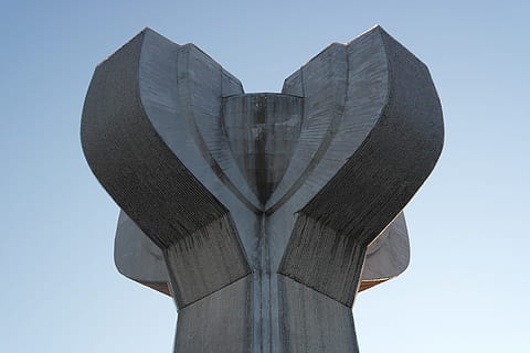 Column, Memorial, Old, Recognition, architecture, outdoors, sky, built structure, no people, day, nature, clear sky, low angle view, gray, blue, shape, connection, design, close-up, building exterior, tranquility, pattern, bridge, bridge - man made structure, 5K, CC0, public domain, royalty free