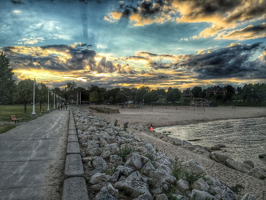 jezero, vidění, unikátní, mrak - nebe, nebe, západ slunce, Příroda, přeprava, Skála, pevný, směr, scenics - příroda, nikdo, rock - objekt, silnice, venku, krása v přírodě, architektura, cesta vpřed, strom, stavba, klid, rostlina, povrchu, 4K