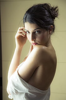 Delicate, Light, Model, women, one Person, adult, beauty, females, people, indoors, caucasian Ethnicity, beautiful, one Woman Only, young Adult, sensuality, brown Hair, young Women, one Young Woman Only, human Face, portrait, looking, only women, adults only, beautiful woman, standing, looking at camera, real people, hairstyle, side view, waist up, hair, wall - building feature, lifestyles, fashion, looking over shoulder, semi-dress, 5K, CC0, public domain, royalty free
