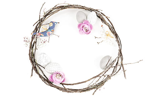 minimalistic easter background, Minimalistic, Easter, Background, Handmade, Birds, concepts And Ideas, isolated, white Background, isolated On White, white, pink color, no people, business, close-up, day, flower, studio shot, flowering plant, indoors, plant, cut out, nature, purple, still life, freshness, beauty in nature, petal, art and craft, animal, vulnerability, flower head, 4K, CC0, public domain, royalty free