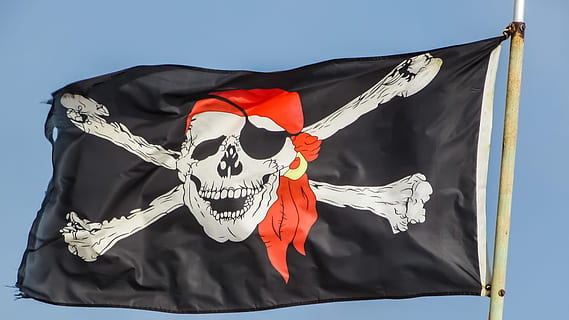 skull, bones, eye patch pirate flag, pirates, flag, symbol, skeleton, pirate ship, bone skull, anarchy, black, patriotism, waving, human skeleton, clothing, celebration, people, outdoors, environment, event, red, bone, wind, nature, black color, day, traditional clothing, 4K, CC0, public domain, royalty free
