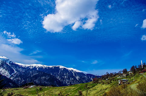 peisaj, nor, ținut muntos, iarbă, nori, cer, natură, Curcan, copac, Munte, albastru, copaci, zăpadă, suvenir, scenics, nor - cer, de munte, scenice - natura, frumusețe în natură, mediu inconjurator, o scenă liniștită, temperatura rece, liniște, nici o persoana, plantă, iarnă, destinații de călătorie, un munte acoperit de zăpadă, în aer liber, Brad, varf de munte, pini de pădure, 4K, CC0, domeniu public, fără drepturi de autor