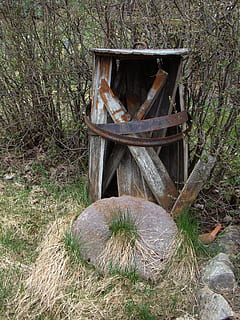 hlaveň, starý, rez, opuštěný, brus, přistát, rostlina, tráva, den, pole, nikdo, Příroda, strom, dřevo - materiál, zastaralý, les, poškozen, přeprava, venku, kolo, způsob dopravy, rezavý, růst, kolo vagónu, 2K, CC0, veřejná doména, bez autorských práv