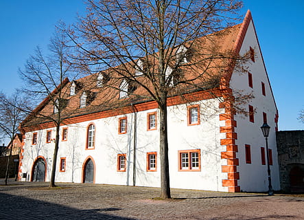 Hanau, Steinheim, Assia, Germania, città vecchia, castello, Luoghi di interesse, architettura, vecchio, Chiesa, cittadina, strada, storia, Europa, esterno dell'edificio, culture, struttura costruita, costruzione, albero, cielo, albero nudo, giorno, natura, città, nessuno, pianta, Entrata, quartiere residenziale, finestra, all'aperto, Casa, porta, cielo sereno, luce del sole, 4K, CC0, dominio pubblico, privo di copyright