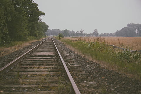 ferrovia, campagna, vecchio, paesaggio, mezzi di trasporto, treno, acciaio, punto di fuga, viaggio, all'aperto, trasporto ferroviario, la strada davanti, nessuno, giorno, pianta, albero, traccia, direzione, natura, cielo, prospettiva decrescente, crescita, bellezza nella natura, la tranquillità, scena non urbana, terra, parallelo, lungo, 4K, CC0, dominio pubblico, privo di copyright
