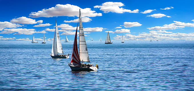 two, white, sailboats, body, water, sailing boat, sail, holiday, holidays, summer holiday, lake constance, boot, sea, leisure, sport, training, sailing school, wind, clouds, sky, blue, fun, flyers, banner, regatta, adventure, competition, athletes, nautical vessel, cloud - sky, sailboat, mast, transportation, no people, mode of transportation, sailing, ship, nature, travel, sailing ship, tall ship, pole, day, beauty in nature, travel destinations, outdoors, yacht, 4K