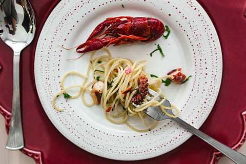 dinner, seafood pasta, crayfish, red, wine, table, decorated, roses, Fancy, seafood, pasta, red wine, elegant, octopus, food, gourmet, freshness, plate, meal, food And Drink, healthy Eating, crockery, vegetable, close-up, cooked, no people, fork, eating utensil, kitchen utensil, ready-to-eat, wellbeing, directly above, crustacean, indoors, high angle view, household equipment, indulgence, table knife, garnish, spaghetti, savory sauce, temptation, 4K, CC0, public domain, royalty free