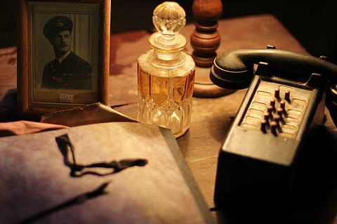 clear, cut, glass decanter, tabletop, document, paper, former war, forms, office, leaves, soldier, contract, army, lamp, picture, phone, table, bottle, indoors, antique, close-up, no people, glass - material, container, wood - material, selective focus, retro styled, communication, business, still life, transparent, old, food and drink, the past, glass, electric lamp, 5K, CC0, public domain, royalty free