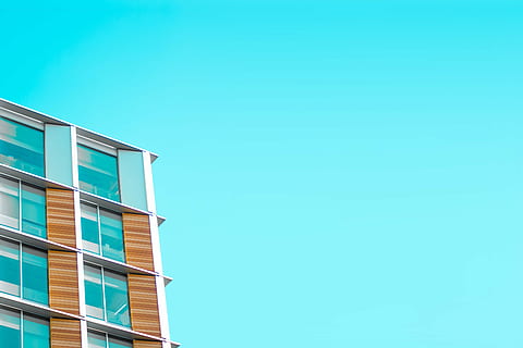 untitled, architecture, building, structure, establishment, apartment, windows, condominium, hotel, urban, city, blue, building exterior, copy space, built structure, low angle view, day, window, outdoors, no people, sky, clear sky, modern, nature, wall - building feature, office building exterior, turquoise colored, residential district, bright, skyscraper, 5K, CC0, public domain, royalty free