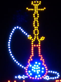 led hookah sign, Led Light, Ad, Hookah, Colorful, light, color, advertising, neon, illuminated, lighting equipment, technology, blue, data, sign, glowing, night, communication, no people, electricity, text, western script, close-up, guidance, information, symbol, information sign, led, number, 4K
