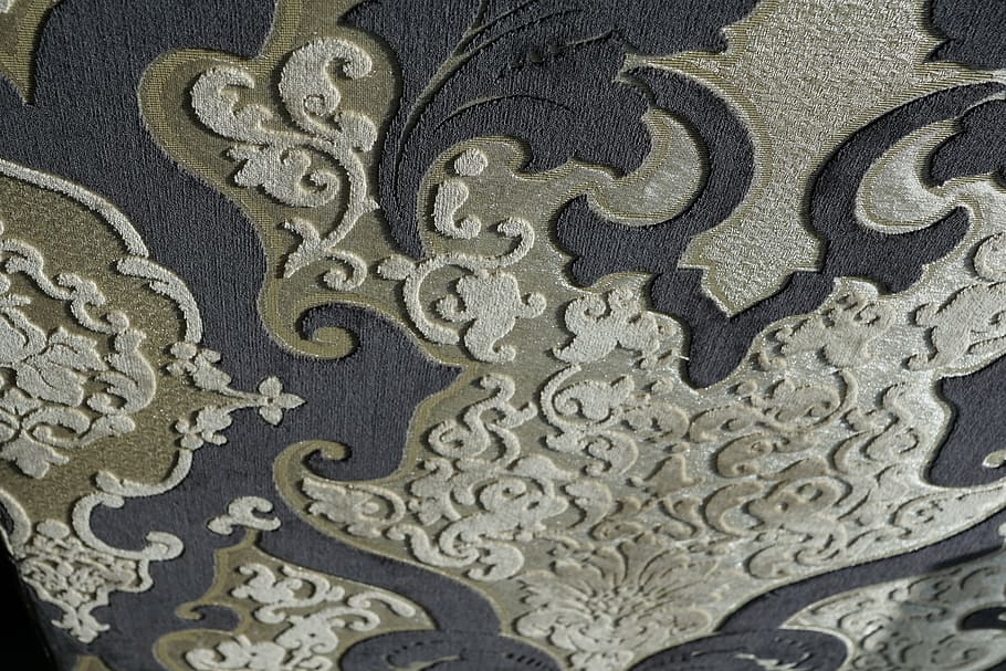 Muster, Stoff, Textil-, braun, Beige, nähen, weben, keine Leute, Vollbild, drinnen, Hintergründe, Nahansicht, Design, Metall, Kunst und Handwerk, Blumenmuster, High Angle View, Tag, Schnitzen - Handwerksprodukt, Kreativität, Finanzen, Kunst, Darstellung, texturiert, Religion, aufwendig, 5K