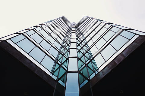 architectural, photography, glass building, low, angle, view, glass, shield, high, rise, buidling, architecture, building, modern, art, structure, lines, linear, shapes, patterns, perspective, sky, facade, window, building exterior, built structure, triangle shape, low angle view, steel, skyscraper, city, glass - material, no people, pattern, office building exterior, shape, clear sky, geometric shape, office, nature, design, tower, directly below, alloy, 1080P, CC0, public domain, royalty free