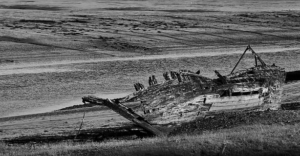 ship wreck, lapsed, scotland, land, beach, abandoned, shipwreck, damaged, water, run-down, obsolete, sea, ship, wood - material, day, decline, deterioration, nature, mode of transportation, transportation, nautical vessel, no people, outdoors, wood, ruined, driftwood, 2K, CC0, public domain, royalty free