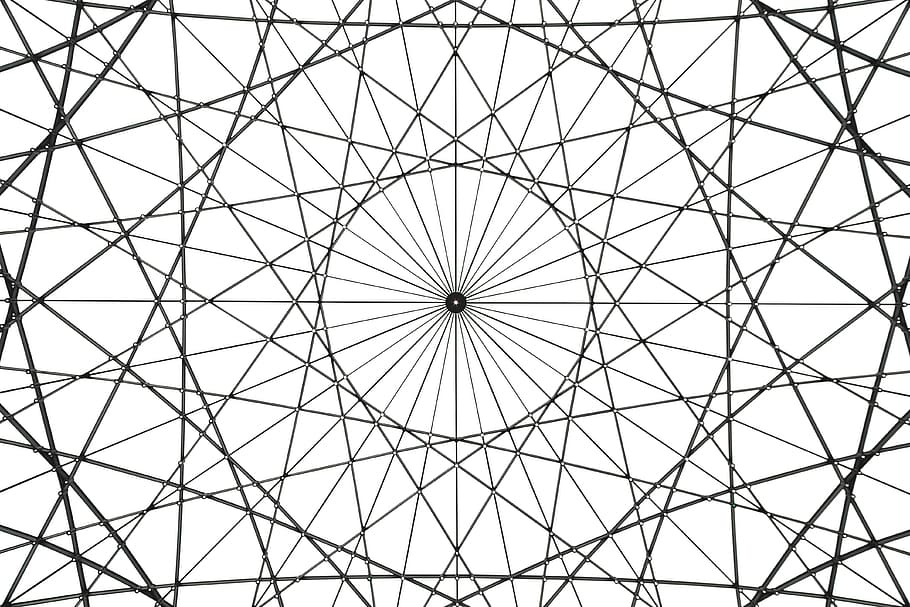architecture, bâtiment, Infrastructure, structure, lignes, modèle, Forme géométrique, arrière-plans, conception, structure construite, forme, plein cadre, personne, cercle, plafond, à l'intérieur, abstrait, faible angle de vue, directement en dessous, texturé, moderne, forme de triangle, complexité, ciel, 4K