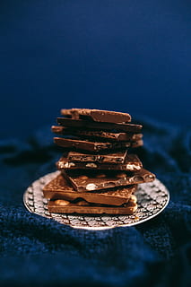 close, nut chocolate bar, Close up, nut, chocolate bar, sweet, candy, chocolate, dark, food, dessert, sweet Food, gourmet, snack, stack, close-up, refreshment, brown, cookie, unhealthy Eating, no People, homemade, studio shot, food and drink, indoors, still life, selective focus, table, freshness, blue, indulgence, copy space, temptation, 5K, CC0, public domain, royalty free