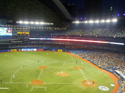 baseball stadium, baseball, stadium, dome, fans, sports, rogers center, toronto, blue jays, red sox, mlb, sport, illuminated, night, group of people, grass, team sport, architecture, crowd, soccer, high angle view, spectator, soccer field, real people, playing field, plant, built structure, large group of people, competition, emotion, match - sport, 2K, CC0, public domain, royalty free