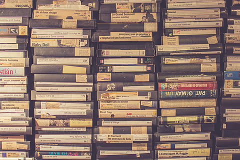vhs tape lot, stack, assorted-title cases, video, tape, vintage, film, collection, retro, vh, pattern, background, large group of objects, abundance, full frame, shelf, backgrounds, indoors, arrangement, in a row, no people, order, box, container, retail, education, book, domestic room, warehouse, still life, 5K, CC0, public domain, royalty free