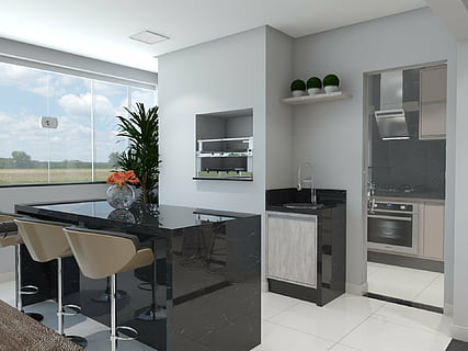 gris, pintat, paret, pica, balcó, cuina, 3d, render, moveis planejados, cuina domèstica, habitació domèstica, luxe, modern, a l'interior, interior de casa, nevera, aparell, taulell de la cuina, casa, arquitectura, mobles, sòls, seient, estructura construïda, interior de l'aparador, cap gent, edifici, Color blanc, riquesa, equipament per a la llar, sòl de rajoles, gabinet, forn, 1080P, CC0, domini públic, lliure de regalies