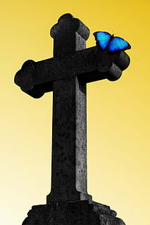 cruzar, Pascua de Resurrección, Resurrección, vivir, vida eterna, Cristo, Jesús, religión, cristianismo, Iglesia, fe, santo, Dios, cristiano, crucifijo, viva, redención, heil, católico, creencia, espiritualidad, cielo, nadie, cielo limpio, naturaleza, vista de ángulo bajo, cementerio, arquitectura, tumba, piedra, lápida sepulcral, escultura, al aire libre, Arte y artesanía, puesta de sol, símbolo, 5K, CC0, dominio público, libre de derechos