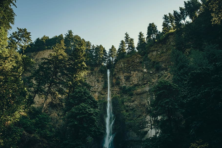 avvicinamento, fotografia, cascate, circondato, verde, foto di alberi di foglia, cascata, roccia, montagna, albero, foresta, scogliera, acqua, cielo, buio, ombra, natura, paesaggio, avventura, esplorando, nordovest del Pacifico, pianta, acqua corrente, scenics - natura, movimento, bellezza nella natura, lunga esposizione, crescita, terra, colore verde, nessuno, scena non urbana, giorno, movimento sfocato, scena tranquilla, all'aperto, fluente, potere in natura, albero di conifere, bosco di pini, 4K