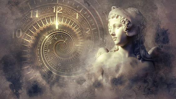 woman statue, fantasy, clock, statue, light, spiral, angel, mystical, composing, photo montage, magical, atmosphere, mood, time, mysterious, mysticism, dream, fairytale, face, atmospheric, portrait, fantastic, beauty, magic, lighting, figure, golden, sculpture, clouds, smoke, surreal, art and craft, architecture, religion, human representation, human body part, body part, backgrounds, spirituality, craft, belief, old, history, antique, representation, people, the past, indoors, arts culture and entertainment, human face, 4K, CC0, public domain, royalty free