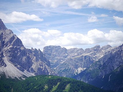 les dolomites, les montagnes, des nuages, ciel, été, Italie, san candido innichen, vue, ensoleillé, paysage de montagne, tyrol du sud, paysage, alpin, sommet, panorama, Montagne, nuage - ciel, beauté dans la nature, paysages - nature, scène tranquille, chaîne de montagnes, tranquillité, environnement, scène non urbaine, la nature, personne, idyllique, journée, arbre, éloigné, plante, Roche, neige, en plein air, sommet de la montagne, formation, conifère, 4K, CC0, domaine public, libre de droits