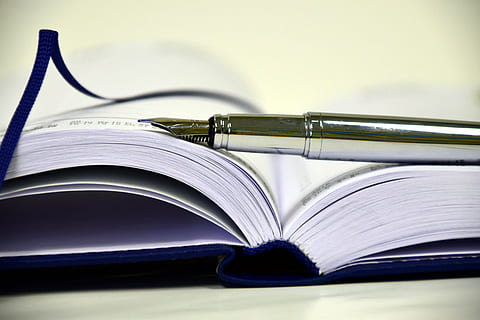 silver fountain pen, book, notebook, leave, notes, write down, diary, booklet, paper, enter, empty, book pages, note, filler, fountain pen, book calendar, blue, office, learn, study, pitched, open book, education, page, no people, literature, learning, note pad, close-up, publication, open, indoors, text, expertise, wisdom, document, communication, printed media, research, reading, studying, paperwork, 5K, CC0, public domain, royalty free