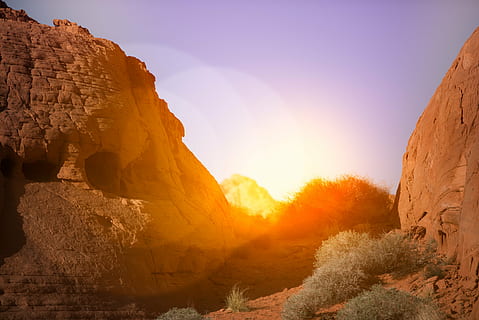 rock formation, golden, hour, sunset, red, rocks, sunlight, backlight, nature, scene, desert, landscape, orange, rock - Object, scenics, outdoors, sandstone, mountain, canyon, geology, rock, solid, scenics - nature, sky, beauty in nature, non-urban scene, land, travel destinations, tranquil scene, environment, plant, tranquility, no people, travel, eroded, layered, 5K, CC0, public domain, royalty free