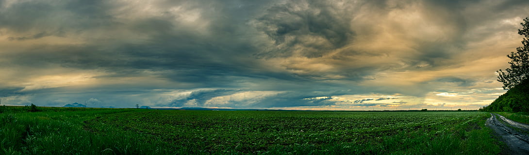 panoramă, nori, cer, fulgere nor, parțial înorat, vreme, peisaj, ploaie, cu generozitate, furtunos, nor - cer, mediu inconjurator, scenice - natura, camp, frumusețe în natură, furtună, Culoarea verde, rural, teren, acoperit de nori, natură, iarbă, plantă, liniște, o scenă liniștită, orizont, nici o persoana, panoramic, în aer liber, de rău augur, 8K, CC0, domeniu public, fără drepturi de autor