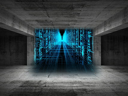 Fond d'écran 3d, réalité virtuelle, Big Data, l'Internet, futur, la communication, système, affaires, robotique, innovation, cyborg, le web, technologie, ordinateur, nuage, numérique, futuriste, Créatif, architecture, lien, structure construite, personne, La technologie, colonne architecturale, composite numérique, bâtiment, tunnel, à l'intérieur, illuminé, vide, transport, chambre domestique, béton, lumière - phénomène naturel, direction, communications globales, plafond, 2K, CC0, domaine public, libre de droits