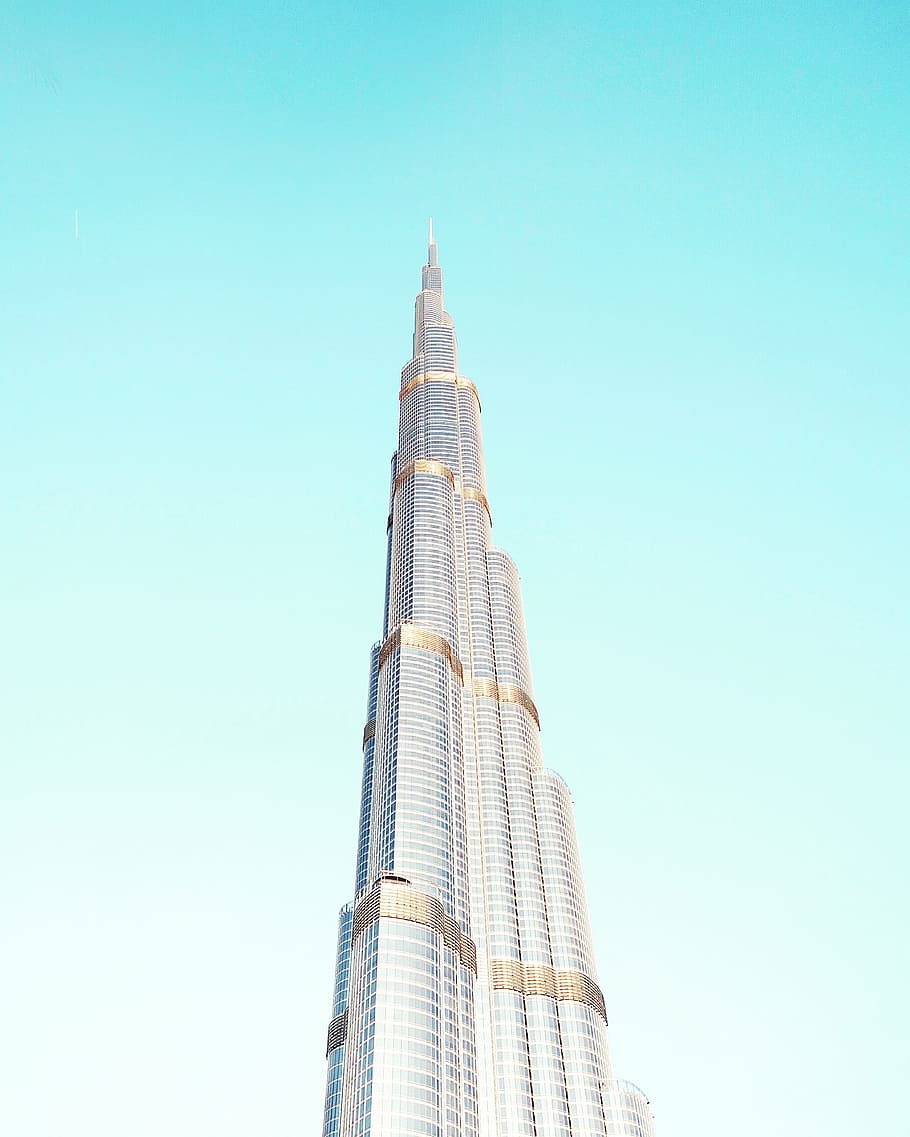 burj khalifa, dubai, burj khalifa, dubai, Emirats Àrabs Units, gratacels, edifici, reflexió, arquitectura, cel, torre, estructura construïda, exterior de l'edifici, lloc famós, blau, arquitectura i edificis, asia, alta - alta, industria de la construcció, cap gent, Orient Mitjà, modern, exterior d’edifici d’oficines, vista d’angle baix, cel clar, ciutat, oficina, còpia espai, naturalesa, dia, destinacions de viatge, fletxa, districte financer, 2K