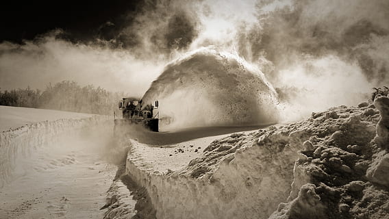 snow, winter, machine, snowfall, snowflake, outdoor, environment, fog, scenics - nature, landscape, water, beauty in nature, cloud - sky, land, sky, travel destinations, nature, no people, cold temperature, outdoors, travel, mountain, sea, 2K, CC0, public domain, royalty free