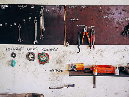 assorted, steel tools, brown, wall, mechanic tool lot, Road to, to Mỹ Sơn, workshop, tool, spanner, plier, equipment, industry, technology, repairing, work Tool, hanging, diy, no people, indoors, home improvement, wall - building feature, hand tool, metal, still life, container, variation, group of objects, choice, side by side, large group of objects, day, connection, communication, 4K, CC0, public domain, royalty free