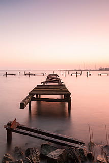 spart, dock dock, corp, apă, apus de soare, descompunere, pod, despartire, mare, dig, natură, navă nautică, o scenă liniștită, în aer liber, lemn - material, port, amurg, cer, reflecţie, liniște, nici o persoana, scenice - natura, frumusețe în natură, transport, culoare portocalie, arhitectură, mijloc de transport, cer senin, orizontul peste apă, post de lemn, 2K, CC0, domeniu public, fără drepturi de autor