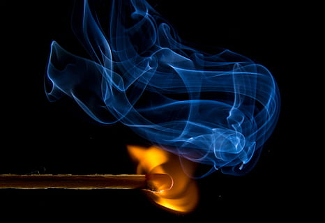 blue, smoke, graphic, wallpaper, fire, match, flame, kindle, sulfur, lighter, match head, burn, wood, sticks, close, macro, matchbox, matches, ignition, burns, smoke plume, smoke - physical structure, burning, heat - temperature, black background, motion, close-up, no people, indoors, fire - natural phenomenon, matchstick, match - lighting equipment, studio shot, nature, wood - material, glowing, religion, illuminated, luminosity, 4K, CC0, public domain, royalty free