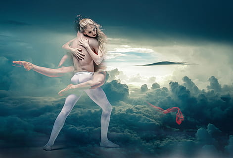 tanssi pari, pilviä, tanssijoita, dreaming, fantasia, pilvi, baletti, ballerina, Nainen, esitys, pilvi - taivas, yksi henkilö, täyspitkä, taivas, naiset, nuori aikuinen, kauneus, hiukset, aikuinen, kaunis nainen, luonto, kauniit ihmiset, eteerinen, pitkät hiukset, muoti, ilmassa, digitaalinen komposiitti, muotoilu, ulkona, vapaus, 2K, CC0, public domain, rojaltivapaa